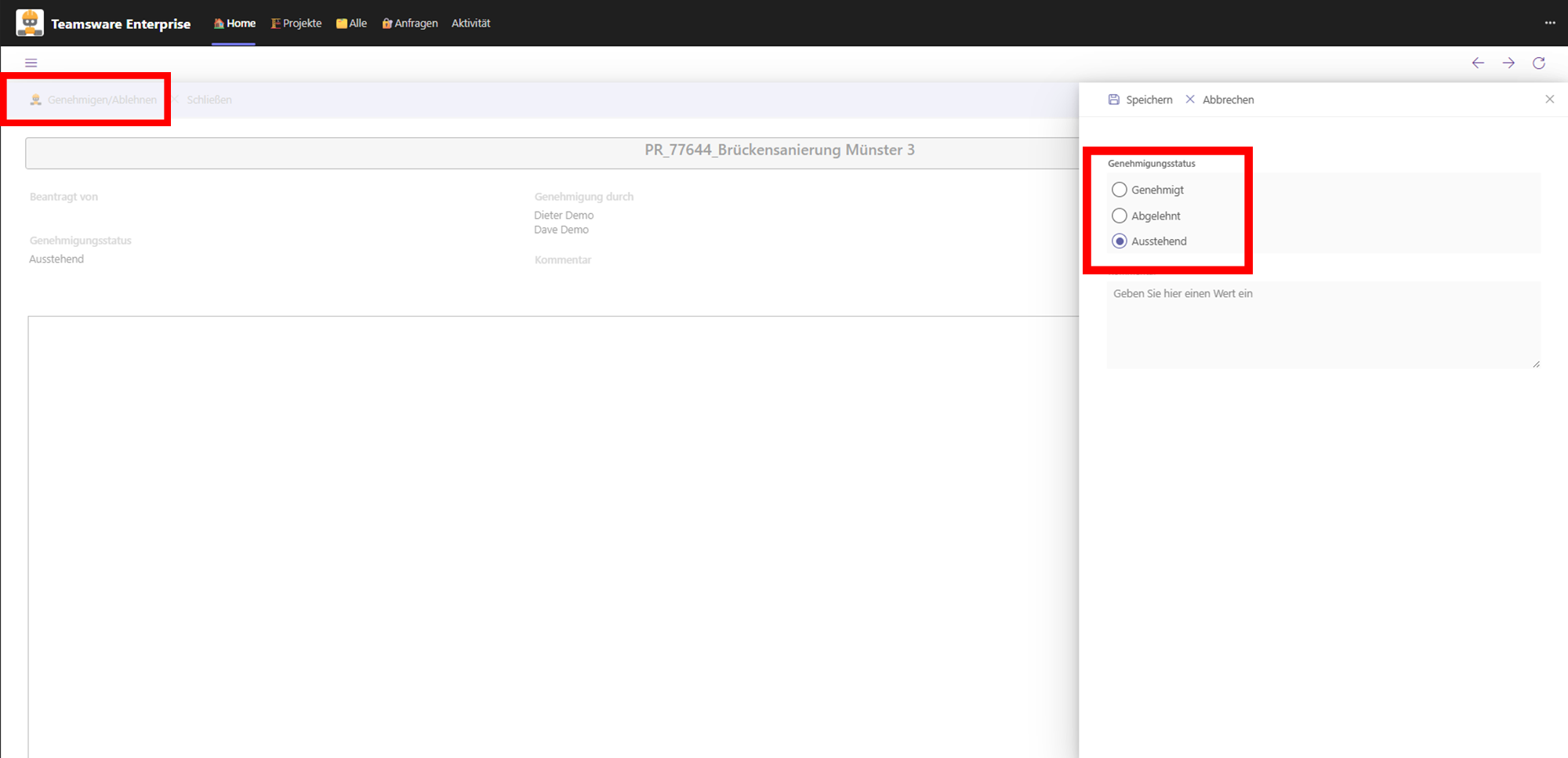 Adjusting approval status in the Construction File